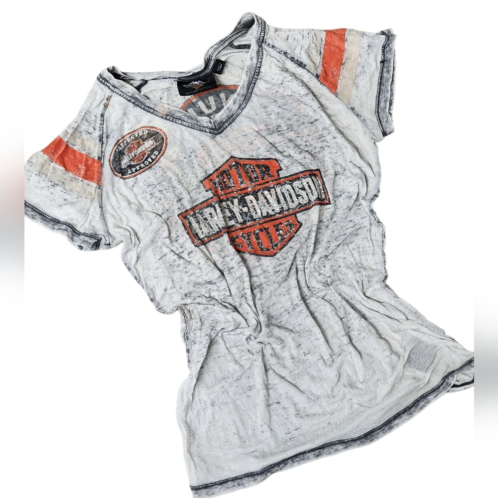 Vintage Harley Davidson Motercycles Gray & Orange Tee - Picture 4 of 9